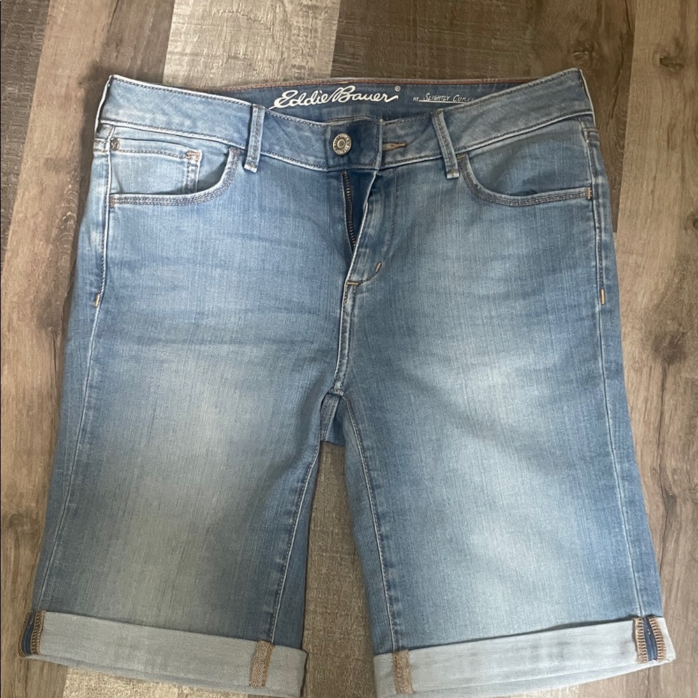 Eddie Bauer Faded Blue Denim Shorts - Like New Condition